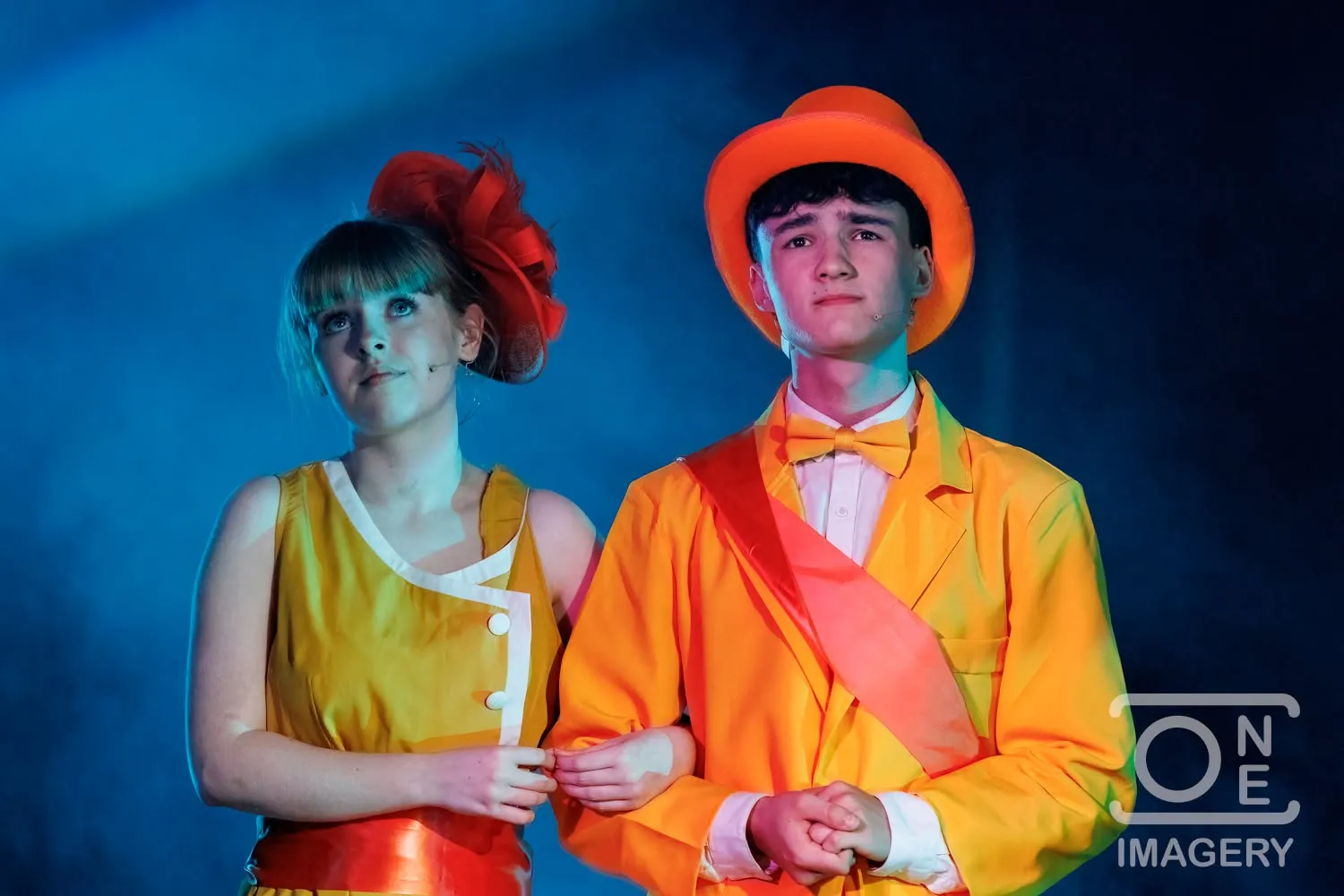 Three young performers sharing a scene in Seussical